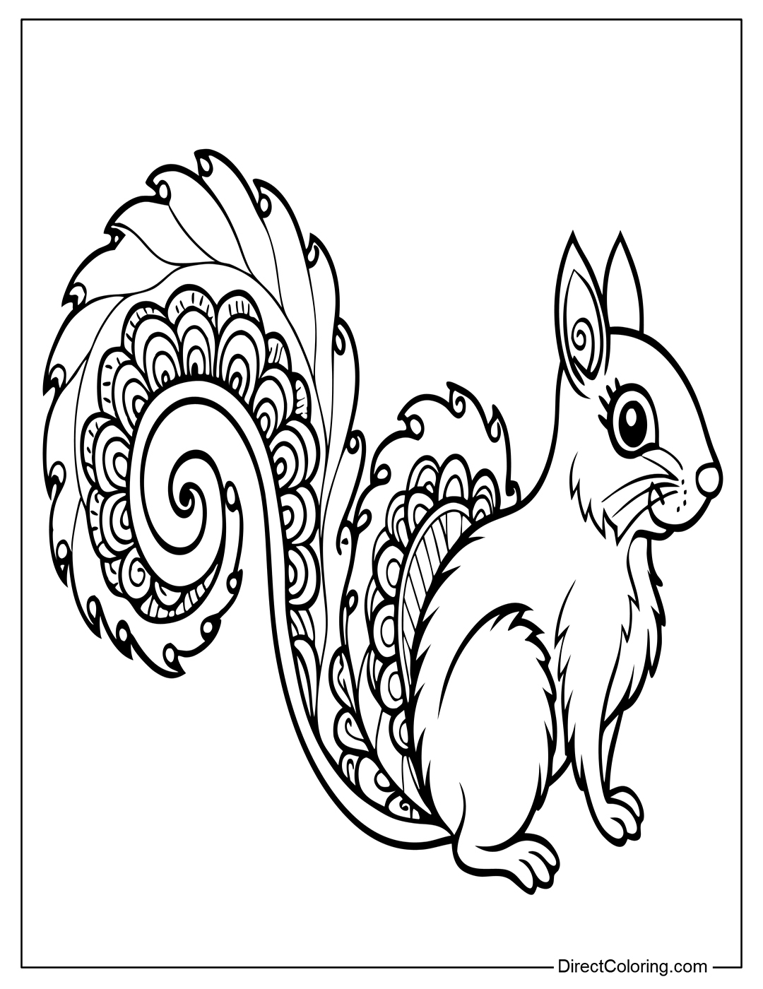 Squirrel Zentangle Coloring Page